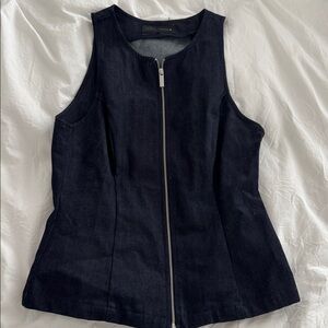 Sleeveless Black Denim Vest with Zipper
